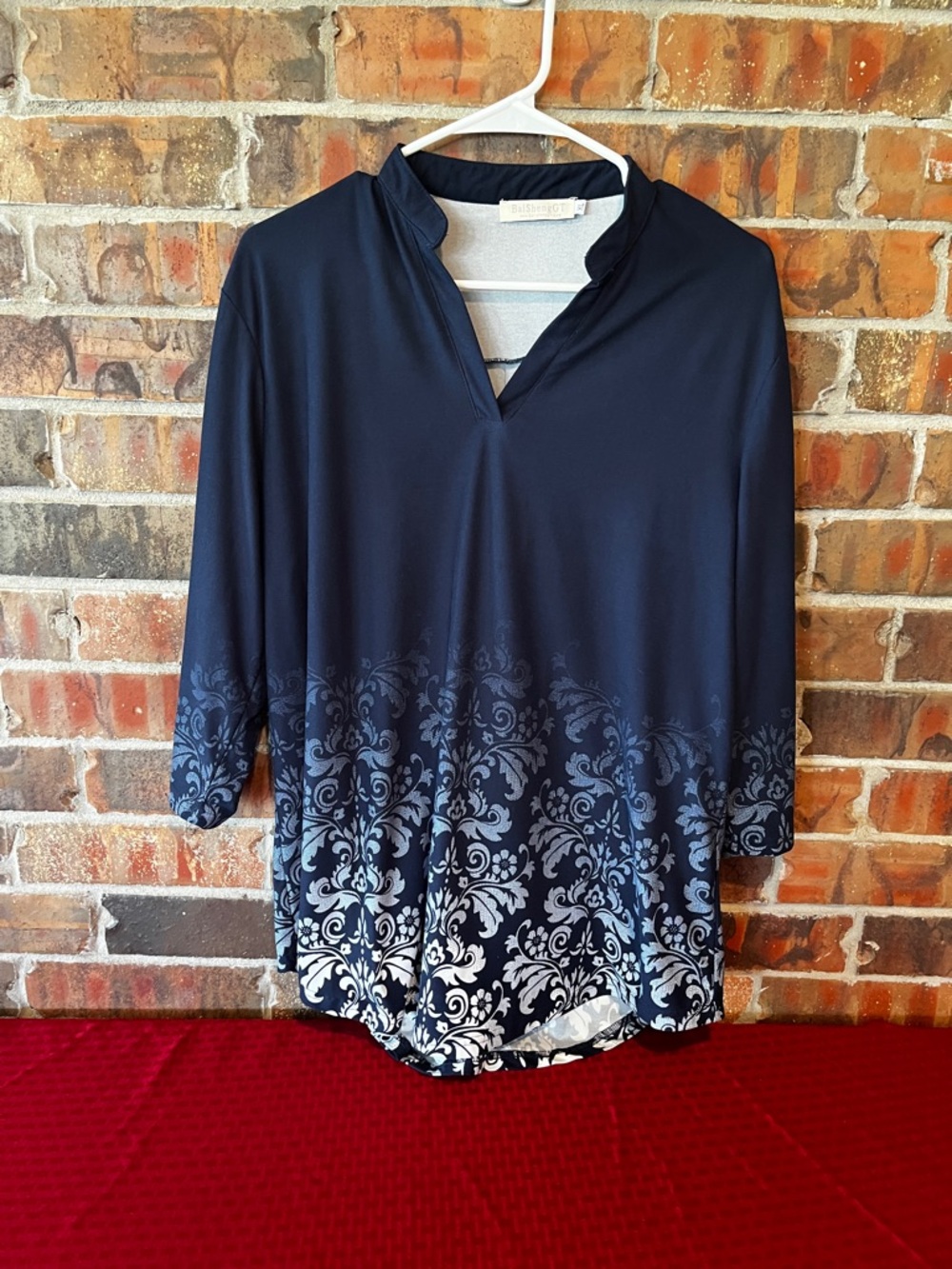BaishengGT Women’s Blue Ombré Long Sleeve Tunic Size:XL